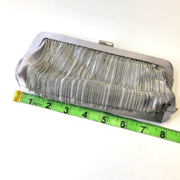 Silver Ruched Clutch Wedding Purse Silvery Evening Purse - Picture 8 of 11